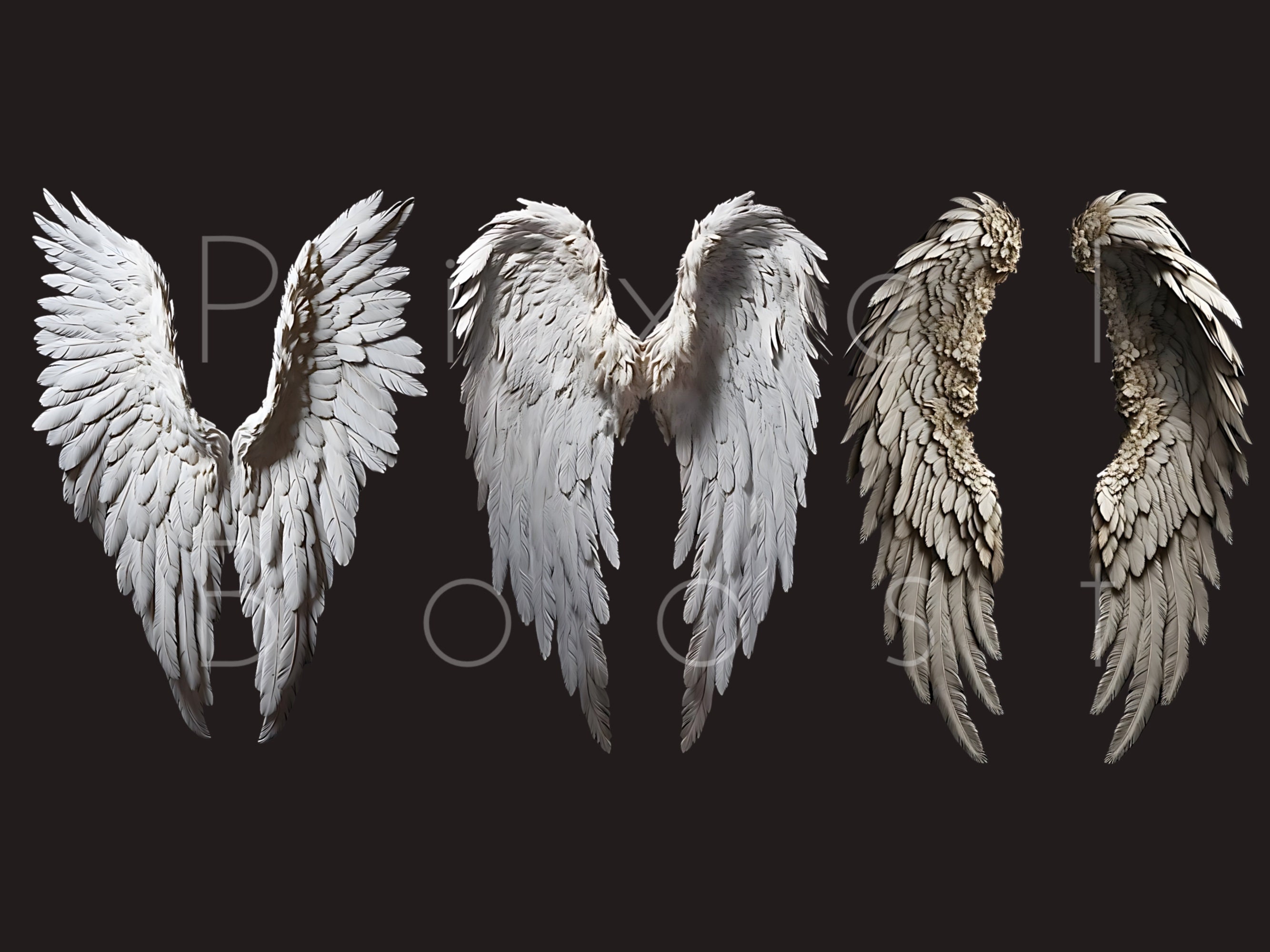 9 White Angel Wings Digital Overlays, Maternity Backdrops Overlays ...
