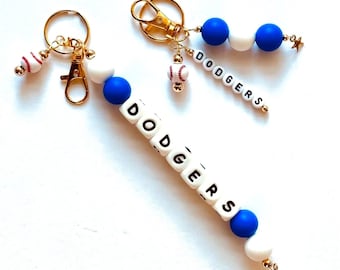 Custom charm car keychain. purse chain. accessory, handbag, gift for her. baseball. baseball gifts. dodgers. dodgers baseball.