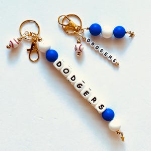 Custom charm car keychain. purse chain. accessory, handbag, gift for her. baseball. baseball gifts. dodgers. dodgers baseball.