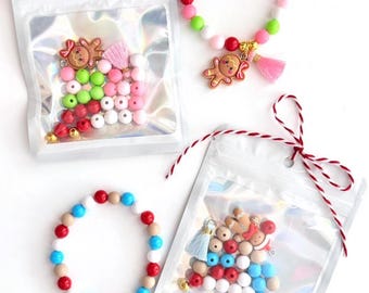 Christmas Bracelet Making Kit, Holiday Charm Bracelet Craft