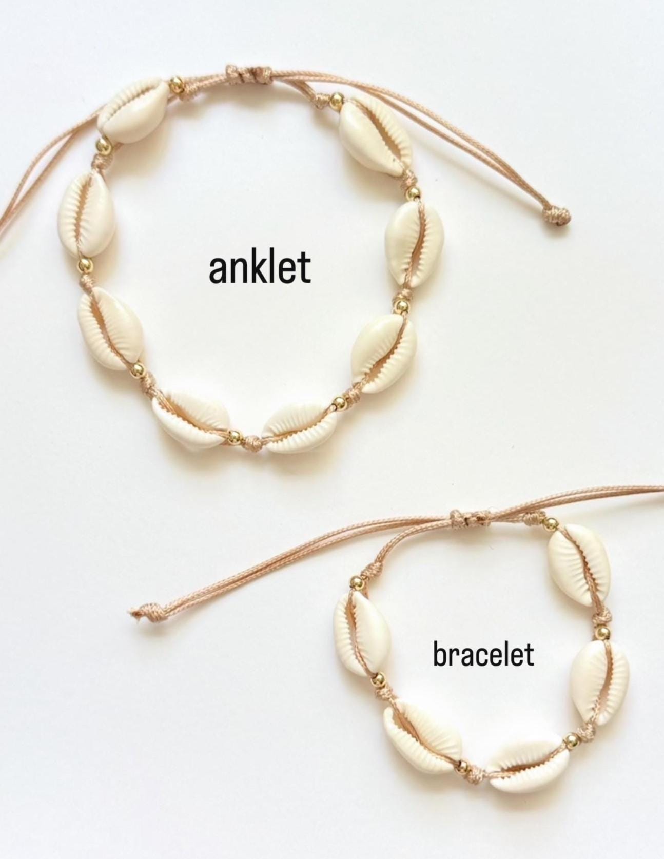 COWRIE SHELLS Anklet , Cowrie Shell Bracelet. Adjustable Bracelet ...
