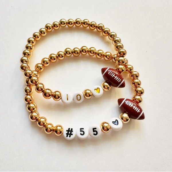 Voetbal Armband Jongens Met Initial Letter - Natuursteen Kralen Cadeau Voor Voetbalfans