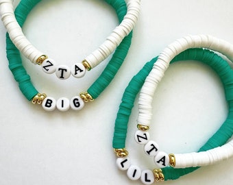 Zeta Tau Alpha Bracelet, Custom Sorority Gift Bracelet, Personalized Greek Letter Bracelet, Word Bead Bracelets, ZTA Bracelet