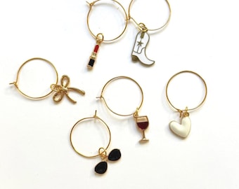 Personalized Wine Glass Charms Set | Bachelorette Party Favors
