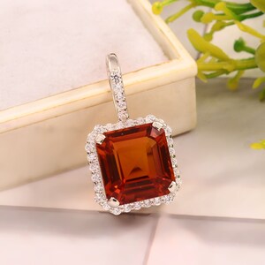 Padparadscha Sapphire Pendant| 925 Sterling Silver Padparadscha Sapphire Necklace| Unique Sapphire Necklace For Christmas| July Birthstone|