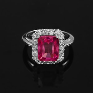 Pink Sapphire Ring| Engagement Wedding Band, Luxury Design Silver Jewelry| 925 Sterling Silver Pink Sapphire Ring| Bridal Wedding Jewelry|