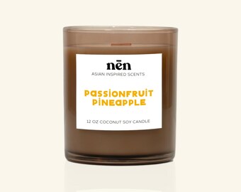 Passionfruit Pineapple Candle | Asian-Inspired Scents | Natural & Sustainable | Coconut Soy Wax | Wood Wick
