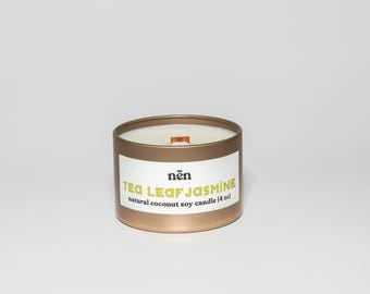 Tea Leaf Jasmine Candle | Premium Asian-Inspired Scents | Natural & Non-Toxic | Pet Safe | Coconut Soy Wax | Wood Wick