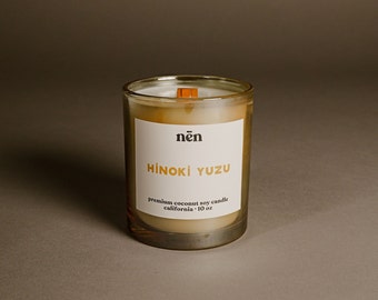 Hinoki Yuzu Candle | Premium Asian-Inspired Scents | Natural & Sustainable | Coconut Soy Wax | Wood Wick