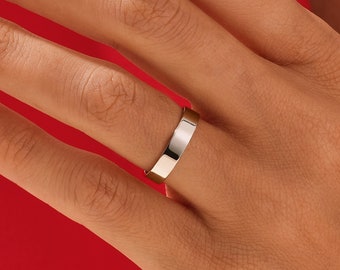 Alianza de bodas de plata esterlina plana pulida para hombres y mujeres / Anillo de bodas de ajuste cómodo de plata esterlina con grabado gratuito / Alianza de bodas