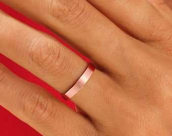 3 mm Matte Flat 10k / 14k / 18k Solid Rose Gold Wedding Band pour hommes et femmes / Comfort Fit Wedding Ring avec gravure gratuite