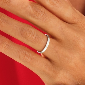 2 mm Polished Flat 10k / 14k / 18k Solid White Gold Wedding Band for Men and Women / Comfort Fit Wedding Ring with Free Engraving