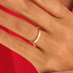 2 mm Polished Flat 10k / 14k / 18k Solid Yellow Gold Wedding Band for Men and Women / Comfort Fit Wedding Ring with Free Engraving