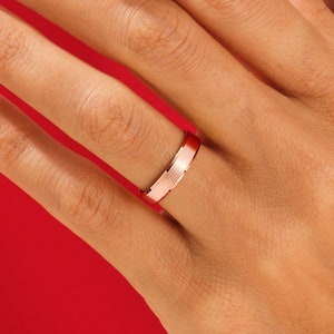 Matte Beveled Rose Gold Vermeil Brushed Wedding Band / Sterling Silver Comfort Fit Wedding Ring with Free Engraving / Wedding Band
