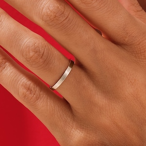 2 mm Matte Flat 10k / 14k / 18k Solid White Gold Wedding Band for Men and Women / Comfort Fit Wedding Ring with Free Engraving
