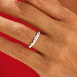 3 mm Stardust Dome 10k / 14k / 18k Solid White Gold Wedding Band for Men and Women / Comfort Fit Wedding Ring with Free Engraving