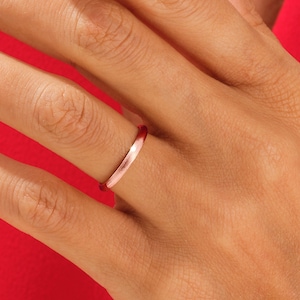 2 mm Matte Dome 10k / 14k / 18k Solid Rose Gold Ehering für Männer und Frauen / Comfort Fit Ehering mit kostenloser Gravur