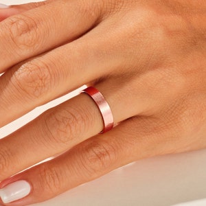 4 mm Matte Flat 10k / 14k / 18k Solid Rose Gold Wedding Band for Men and Women / Comfort Fit Wedding Ring with Free Engraving