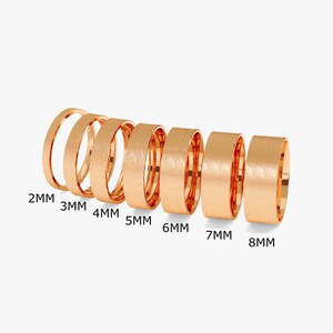 Matte Flat 14k Solid Rose Gold Wedding Band for Men and Women / Comfort Fit Wedding Ring with Free Engraving / Matte Flat Band