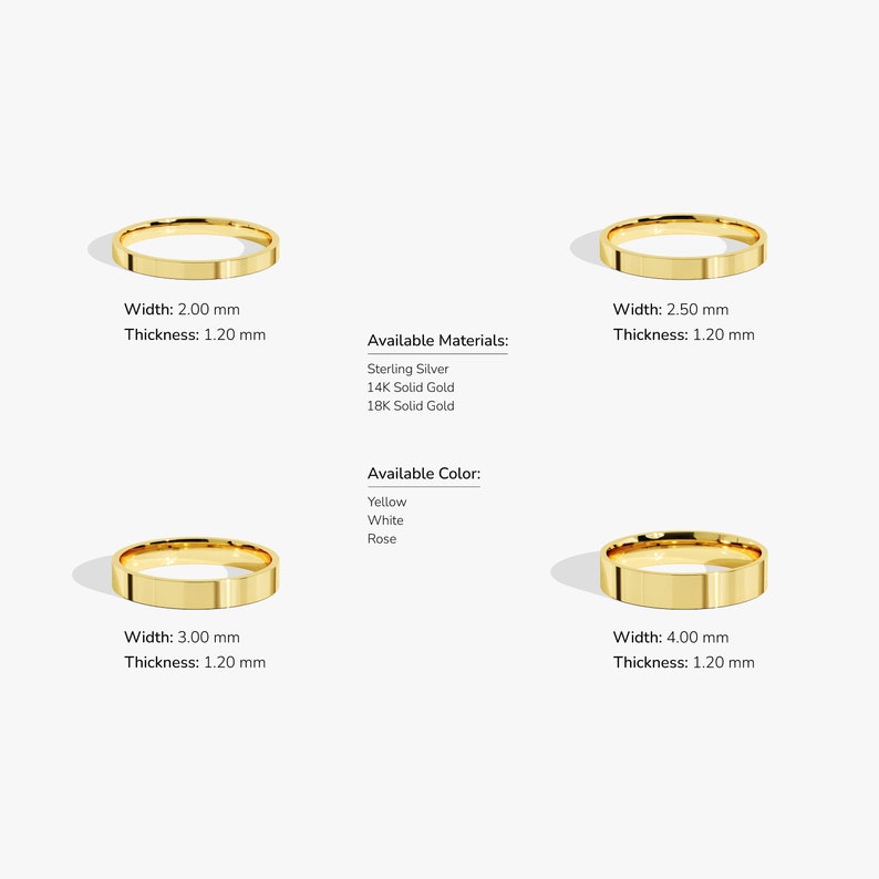 5 mm Polished Flat 10k / 14k / 18k Solid Yellow Gold Wedding Band for Men and Women / Comfort Fit Wedding Ring with Free Engraving imagem 6