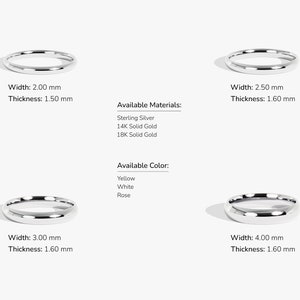 Polished Dome Sterling Silver Wedding Band for Men and Women / Sterling Silver Comfort Fit Wedding Ring with Free Engraving / Wedding Band image 8