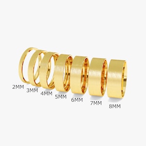 Matte Flat 18k Solid Yellow Gold Wedding Band for Men and Women / Comfort Fit Wedding Ring with Free Engraving / Flat Band