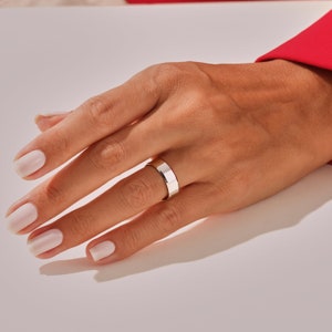 Polished Beveled Sterling Silver Wedding Band / Sterling Silver Comfort Fit Wedding Ring with Free Engraving / Wedding Band Ring image 6