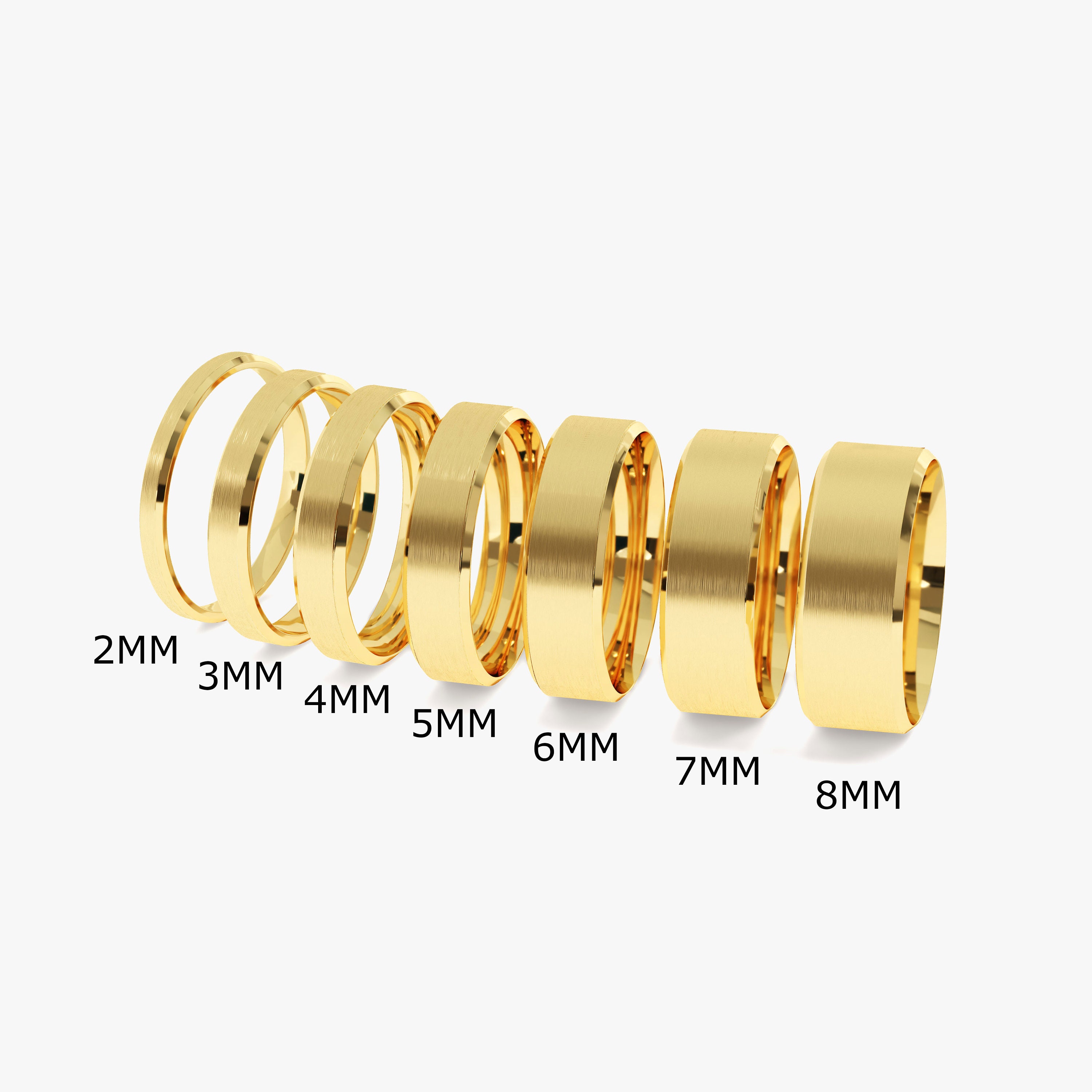 Matte Beveled 10k Solid Yellow Gold Wedding Band for Men and Women / Comfort Fit Wedding Ring with Free Engraving / Beveled Band