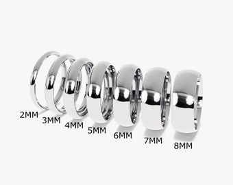 Alliance en argent sterling avec dôme poli pour homme et femme / Alliance confortable en argent sterling avec gravure gratuite / Alliance