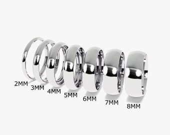 Polished Dome 10k Solid White Gold Wedding Band for Men and Women / Comfort Fit Wedding Ring with Free Engraving / Dome Band