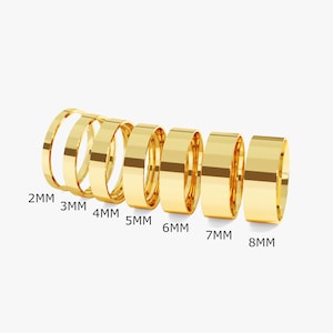 5 mm Polished Flat 10k / 14k / 18k Solid Yellow Gold Wedding Band for Men and Women / Comfort Fit Wedding Ring with Free Engraving imagem 5