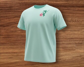 Besticktes Rosen Mint T-Shirt