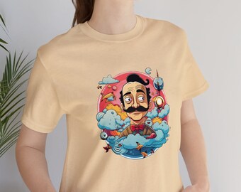 t-shirt do retrato de Kawaii Salvador Dali | Camisa surreal de algodão da arte | Camiseta unissex | Presente para Artista | Presente para fã de Dali | Camiseta Professor de Arte