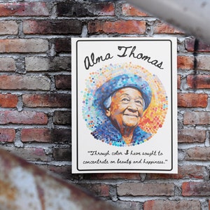 Poster di classe con ritratto dell&#39;artista Alma Thomas - PDF digitale e PNG, poster Alma Thomas, stampa Alma Thomas, arte da parete Alma Thomas