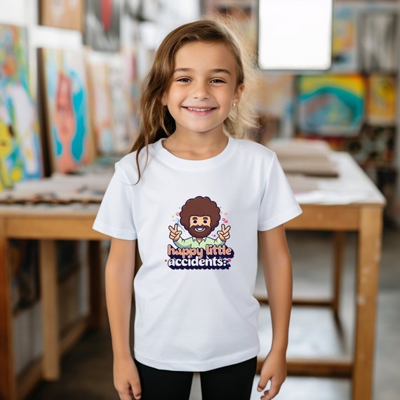 Youth Kawaii Bob Ross happy Little Accidents Tee Bob Ross Shirt