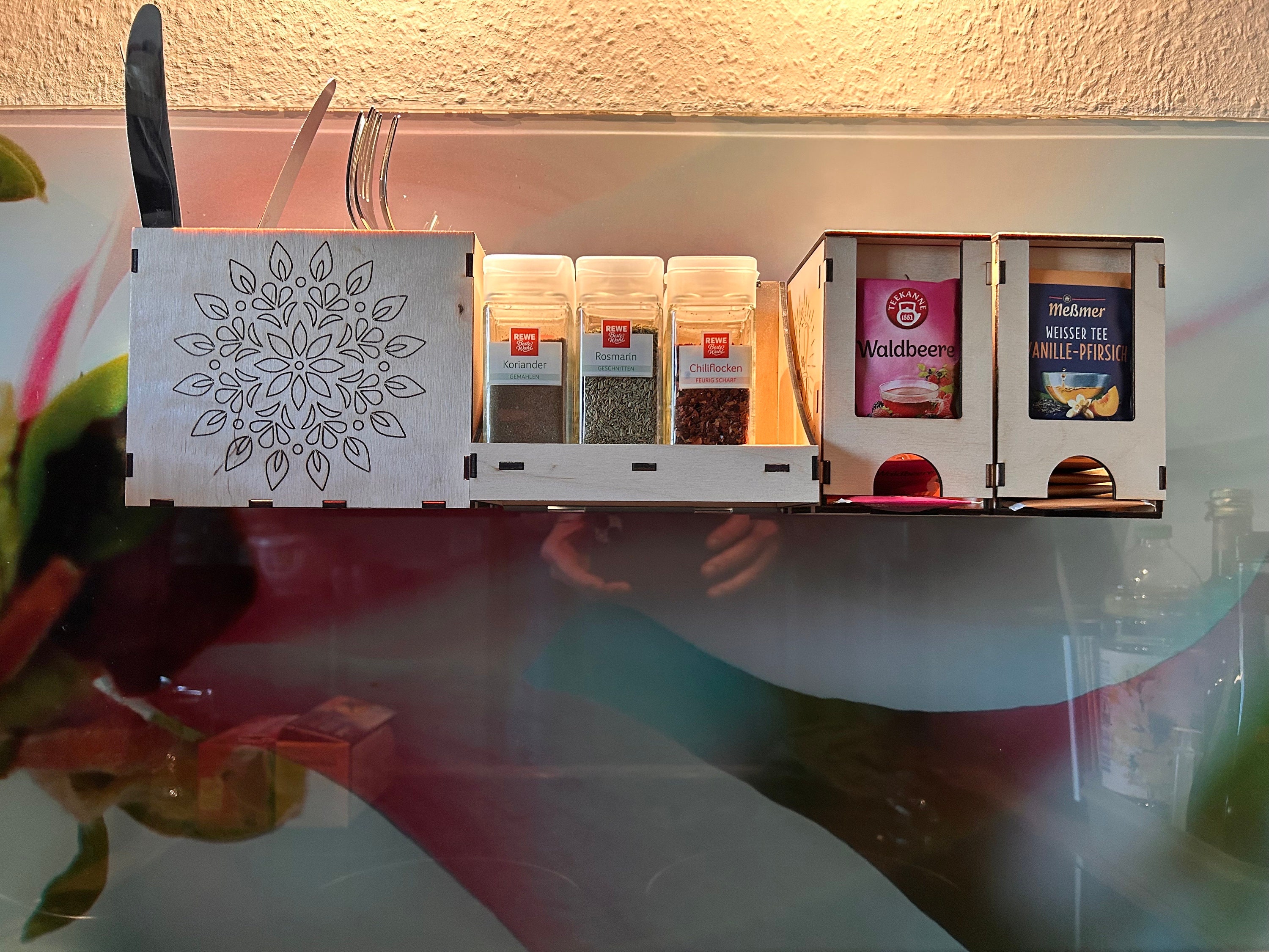 XIMISISE Teebeutelhalter Aus Akazienholz - Organizer Für Tee & Kaffeestation