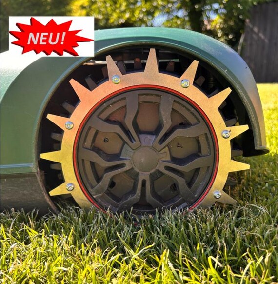 Spiked lawn mower wheels sale