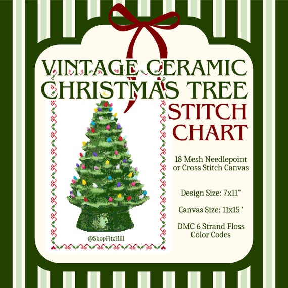 Christmas Tree Needlepoint PDF Pattern | Vintage Holiday Cross Stitch Chart