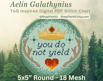 Aelin ToG “You Do Not Yield” Cross Stitch / Needlepoint PDF Pattern • Throne of Glass Round Ornament Chart • Digital Download