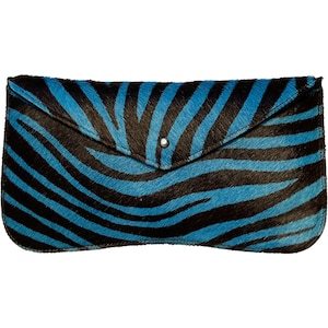 Blue & Black Zebra Hair-on-Hide (Pony) Leather Wallet