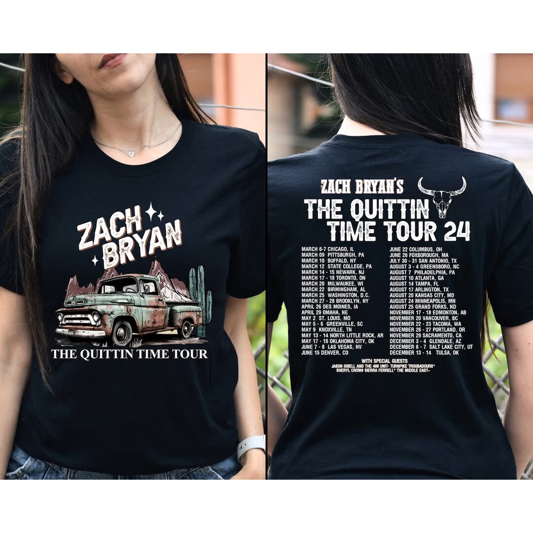 Zach Bryan the Quittin Time Tour 2024 Tshirt Country Music Singer Zach