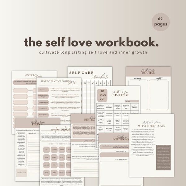 Digital Self Love Workbook | Journey to Inner Healing | Self Love Journal | Self Care Planner | Self Care Checklist | Journaling Prompts