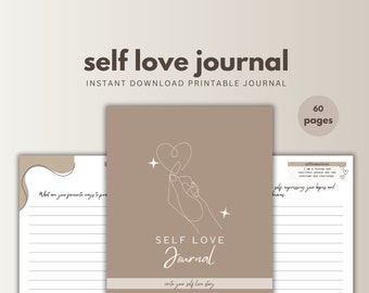 Self Love Journal Printable, Self Love Workbook, Journal Prompts, Self Care Journal, Self Care Planner, Instant Download, Life Coaching Tool