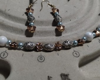 Pearl Butterfly Bracelet and earrings set