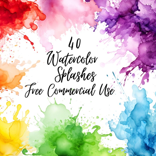 Aquarell Farbe Spritzer PNG Farbe Splatter Clipart | PNG, kommerzielle Nutzung, Sofort-Download