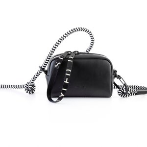 Schwarze Umhängetasche aus Paracord-Seil, Reißverschluss-Schultertasche mit Seilgurt für den Alltag, vegane Lederhandtasche