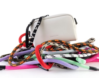 Compact paracord rope shoulder bag, Urban style zipper shoulder bag with rope strap, Neon color shoulder bag
