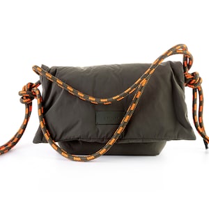 Padded Puffy Bag, Pillow Shoulder Bag With Paracord Rope