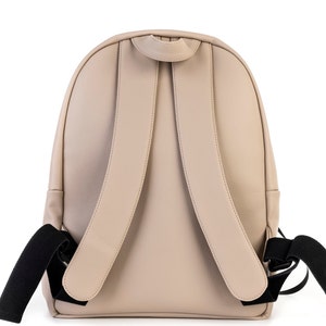 Unisex vegan leather backpack, Large eco-leather rucksack, Stylish travel backpack for women, Minimalist and sleek microfiber travel bag image 9