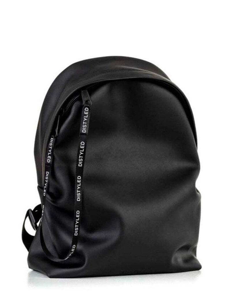 Unisex vegan leather backpack, Large eco-leather rucksack, Stylish travel backpack for women, Minimalist and sleek microfiber travel bag image 10